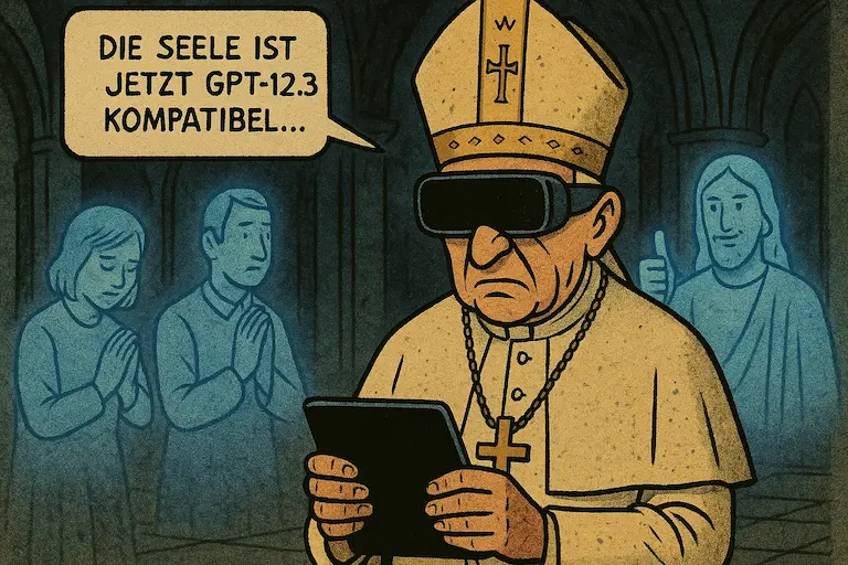 Papst Leo trägt VR Headset und integriert GPT
