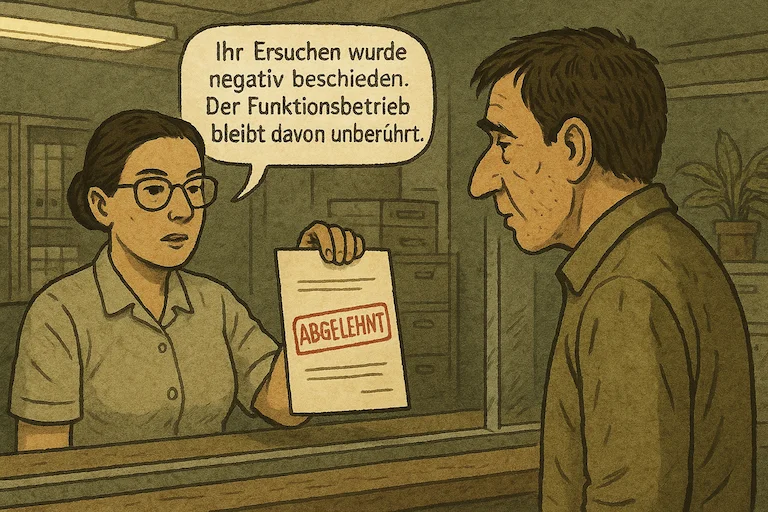 „Ihr Ersuchen wurde negativ beschieden. Der Funktionsbetrieb bleibt davon unberührt.“
