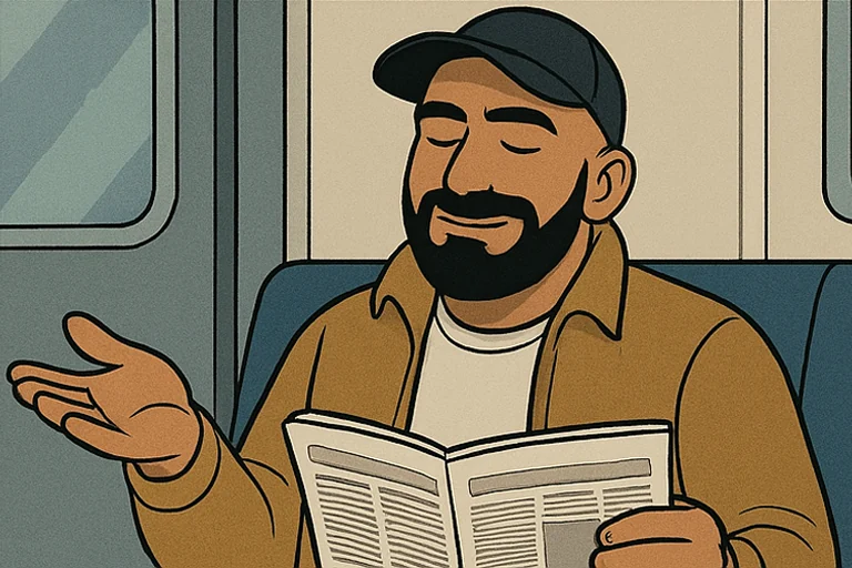 Er lächelt traurig und zuckt mit den Schultern, als hätte er den Widerspruch längst erwartet.